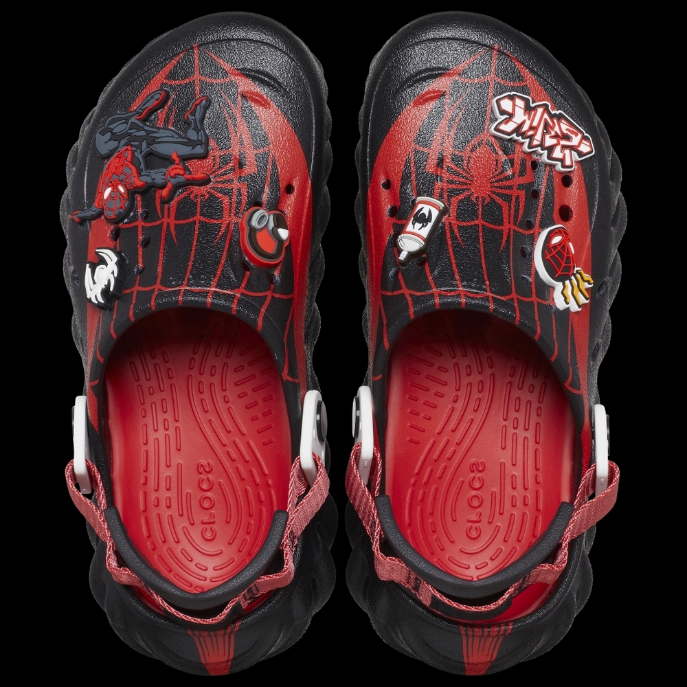 Spiderman Crocs - Boys Size 2, Red and Black